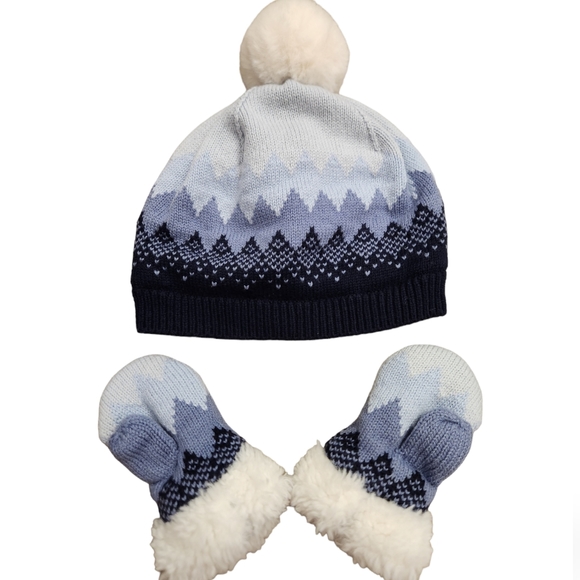 Janie and Jack- Fair Isle Pom Beanie and Gloves 12-24 Months - Picture 1 of 6